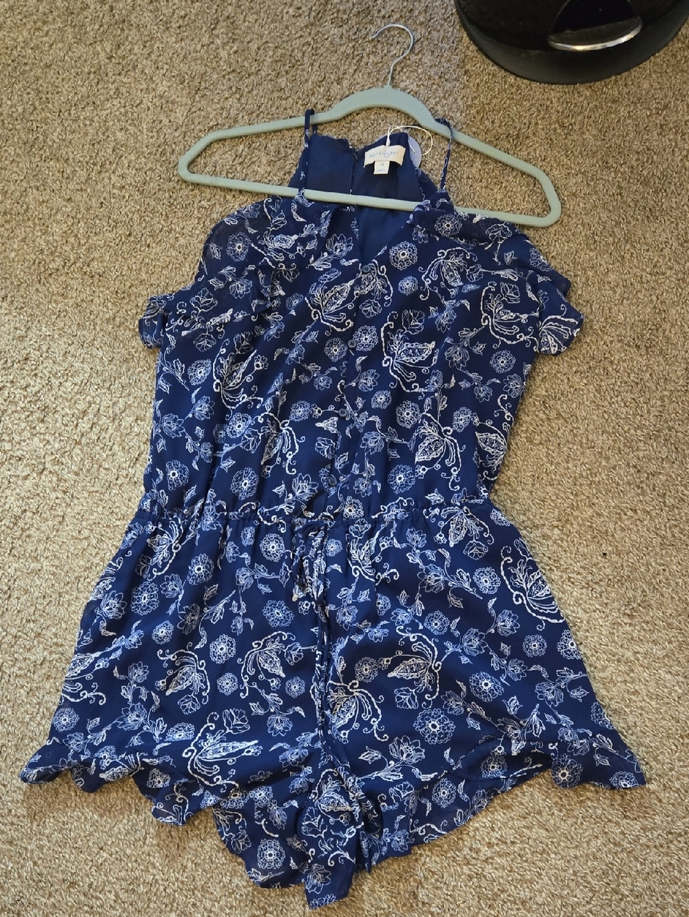 Elle Navy Blue Floral Print Romper